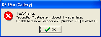 Registry table closed error message
